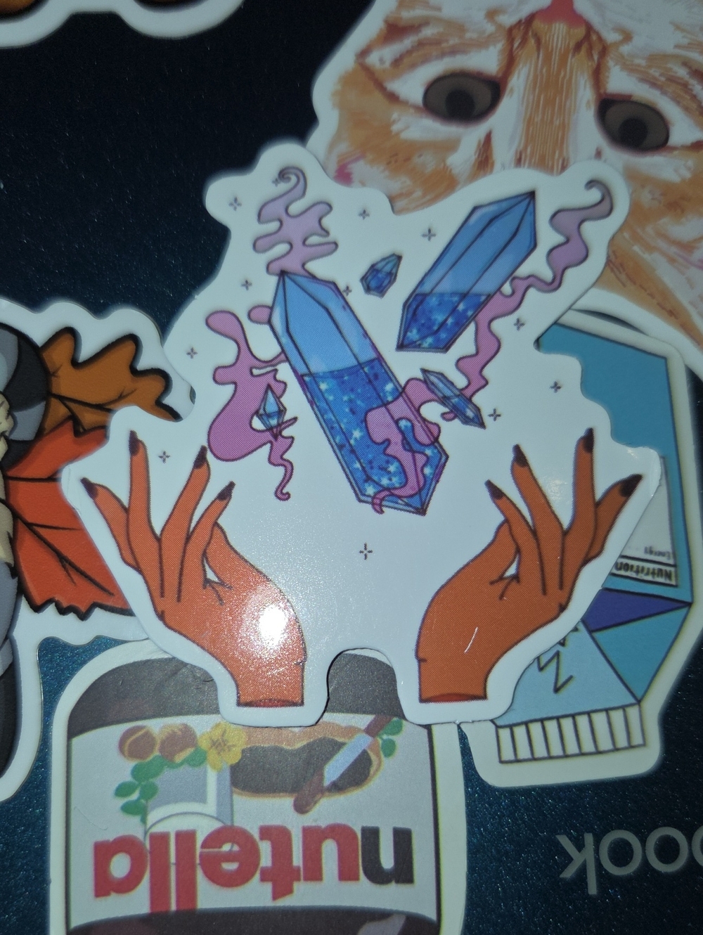Decorative Crystal Hands Sticker - Orange & Blue